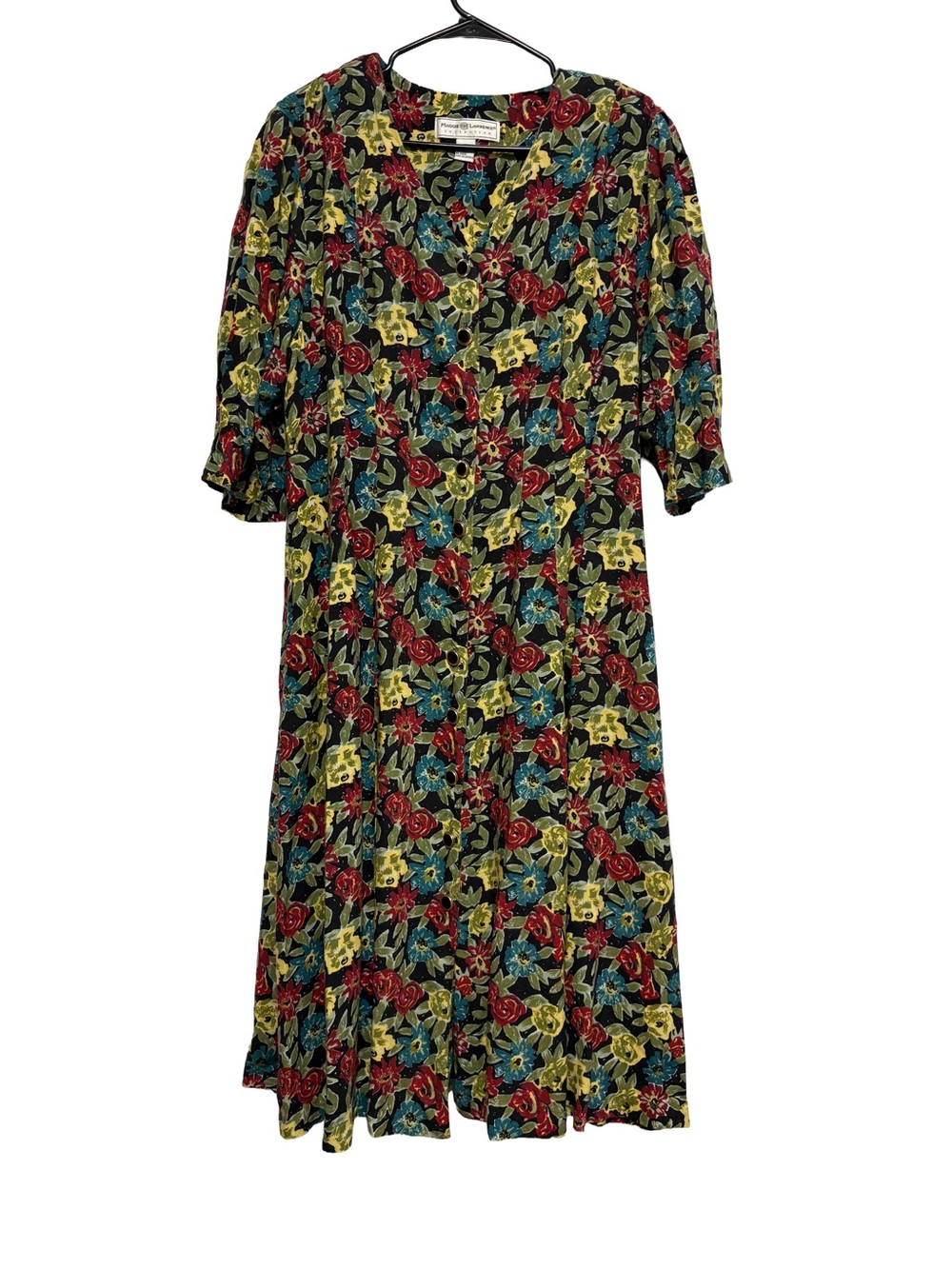 Vintage 90s Whimsygoth Floral Tea Dress Maggie Lawrence Cottagecore Grunge